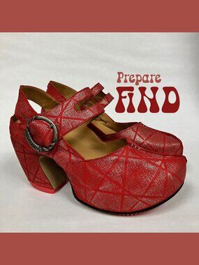 *BRAND NEW!* Fluevog 2016 Prepare FIND Red Geometric, Size 9 (runs small)! CUTE!